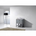 Winterfell 30" Single Bathroom Vanity in Grey with Marble Top and Square Sink