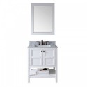 Winterfell 30" Single Bathroom Vanity in White with Marble Top and Square Sink with Mirror