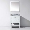 Winterfell 30" Single Bathroom Vanity in White with Marble Top and Square Sink with Mirror