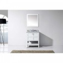 Winterfell 30" Single Bathroom Vanity in White with Marble Top and Square Sink with Mirror