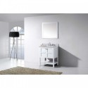 Winterfell 30" Single Bathroom Vanity in White with Marble Top and Square Sink with Mirror