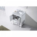 Winterfell 30" Single Bathroom Vanity in White with Marble Top and Square Sink with Mirror