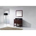 Winterfell 36" Single Bathroom Vanity in Cherry with Black Galaxy Granite Top and Square Sink with Mirror