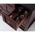 Winterfell 36" Single Bathroom Vanity in Cherry with Black Galaxy Granite Top and Square Sink with Mirror