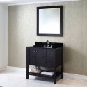 Winterfell 36" Single Bathroom Vanity in Espresso with Black Galaxy Granite Top and Square Sink with Mirror