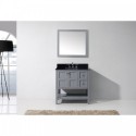 Winterfell 36" Single Bathroom Vanity in Grey with Black Galaxy Granite Top and Square Sink with Mirror