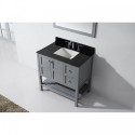Winterfell 36" Single Bathroom Vanity in Grey with Black Galaxy Granite Top and Square Sink with Mirror
