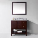 Winterfell 36" Single Bathroom Vanity in Cherry with Marble Top and Round Sink with Mirror