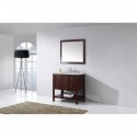 Winterfell 36" Single Bathroom Vanity in Cherry with Marble Top and Round Sink with Mirror