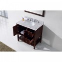 Winterfell 36" Single Bathroom Vanity in Cherry with Marble Top and Round Sink with Mirror