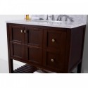Winterfell 36" Single Bathroom Vanity in Cherry with Marble Top and Round Sink with Mirror