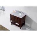 Winterfell 36" Single Bathroom Vanity in Cherry with Marble Top and Round Sink