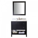 Winterfell 36" Single Bathroom Vanity in Espresso with Marble Top and Round Sink with Mirror