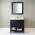 Winterfell 36" Single Bathroom Vanity in Espresso with Marble Top and Round Sink with Mirror
