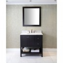 Winterfell 36" Single Bathroom Vanity in Espresso with Marble Top and Round Sink with Mirror