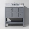 Winterfell 36" Single Bathroom Vanity in Grey with Marble Top and Round Sink