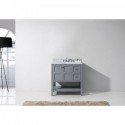 Winterfell 36" Single Bathroom Vanity in Grey with Marble Top and Round Sink