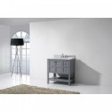 Winterfell 36" Single Bathroom Vanity in Grey with Marble Top and Round Sink