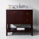 Winterfell 36" Single Bathroom Vanity in Cherry with Marble Top and Square Sink