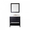 Winterfell 36" Single Bathroom Vanity in Espresso with Marble Top and Square Sink with Mirror