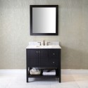 Winterfell 36" Single Bathroom Vanity in Espresso with Marble Top and Square Sink with Mirror