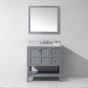 Winterfell 36" Single Bathroom Vanity in Grey with Marble Top and Square Sink with Mirror
