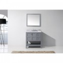 Winterfell 36" Single Bathroom Vanity in Grey with Marble Top and Square Sink with Mirror