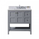 Winterfell 36" Single Bathroom Vanity in Grey with Marble Top and Square Sink