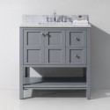 Winterfell 36" Single Bathroom Vanity in Grey with Marble Top and Square Sink
