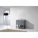Winterfell 36" Single Bathroom Vanity in Grey with Marble Top and Square Sink