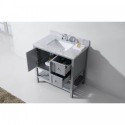 Winterfell 36" Single Bathroom Vanity in Grey with Marble Top and Square Sink