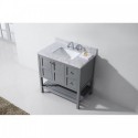 Winterfell 36" Single Bathroom Vanity in Grey with Marble Top and Square Sink