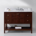 Winterfell 48" Single Bathroom Vanity in Cherry with Marble Top and Round Sink