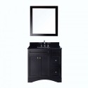 Elise 36" Single Bathroom Vanity in Espresso with Black Galaxy Granite Top and Square Sink with Mirror