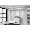 Elise 36" Single Bathroom Vanity in White with Black Galaxy Granite Top and Square Sink with Mirror