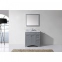 Elise 36" Single Bathroom Vanity in Grey with Marble Top and Round Sink with Mirror