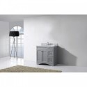 Elise 36" Single Bathroom Vanity in Grey with Marble Top and Round Sink with Mirror