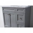 Elise 36" Single Bathroom Vanity in Grey with Marble Top and Round Sink with Mirror