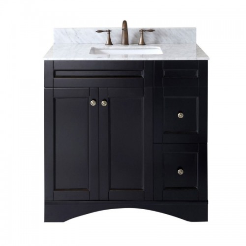 Elise 36" Single Bathroom Vanity in Espresso with Marble Top and Square Sink
