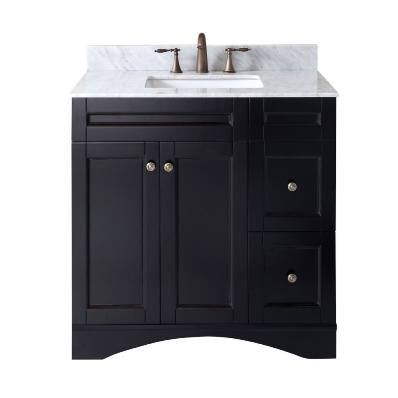 Elise 36" Single Bathroom Vanity in Espresso with Marble Top and Square Sink