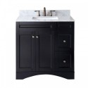 Elise 36" Single Bathroom Vanity in Espresso with Marble Top and Square Sink