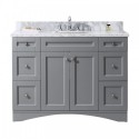 Elise 48" Single Bathroom Vanity in Grey with Marble Top and Round Sink