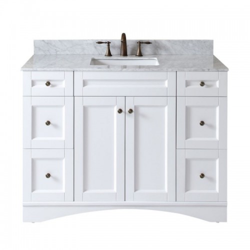 Elise 48" Single Bathroom Vanity in White with Marble Top and Square Sink