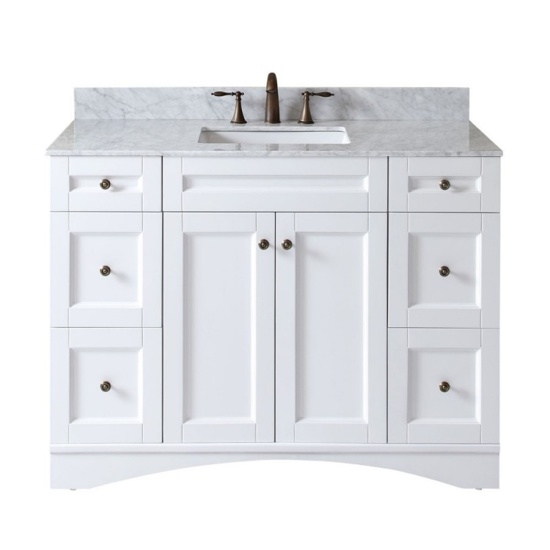 Elise 48" Single Bathroom Vanity in White with Marble Top and Square Sink
