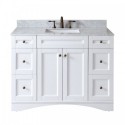 Elise 48" Single Bathroom Vanity in White with Marble Top and Square Sink