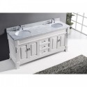 Huntshire 72" Double Bathroom Vanity in White with Marble Top and Round Sink with Mirrors
