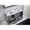 Caroline Avenue 60" Double Bathroom Vanity in Grey with Marble Top and Square Sink with Mirror