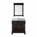 Huntshire 36" Single Bathroom Vanity in Dark Walnut with Marble Top and Round Sink with Mirror