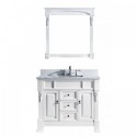 Huntshire 40" Single Bathroom Vanity in White with Marble Top and Square Sink with Mirror