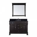 Huntshire 48" Single Bathroom Vanity in Dark Walnut with Black Galaxy Granite Top and Square Sink with Mirror